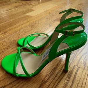Jimmy Choo Bright Green patent sandals, 7.5.